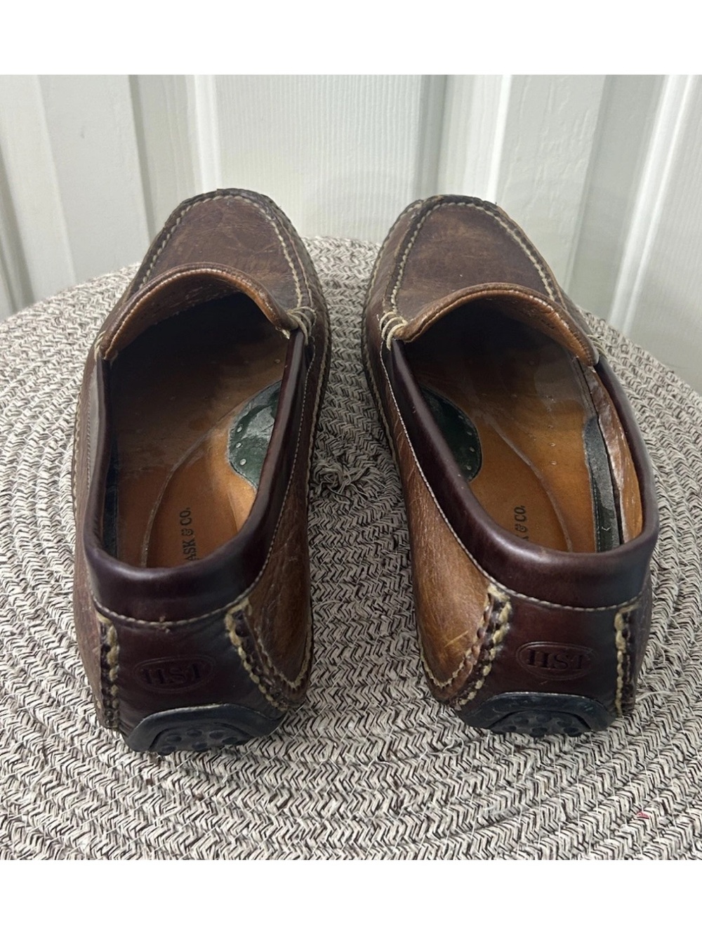 HS Trask Driving Moccasin Loafer Mens 9.5 Brown Leather Casual Preppy Slip On - Picture 5 of 10